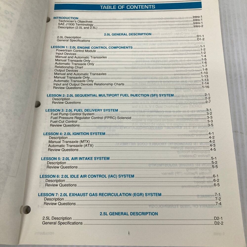 Ford Probe Engine Performance Reference Book Technical Training 1993 - Picture 2 of 2